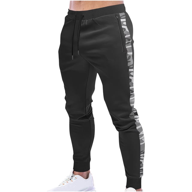 SDNall Mens Pants Men Color-Matching Pockets Zipper Pull Rope Fashion Casual Comfort Pants