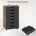 thumbnail image 3 of Costway 7-Drawer Chest Mobile File Cabinet Vertical Filing Organizer with Lockable Wheels Brown, 3 of 10
