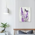 thumbnail image 3 of ONETECH  Laveder Flower Wall Art Purple Butterfly with Floral on Plank Canvas Wall Art for Bedroom Funny Inspirational Painting Wood Framed Prints Wall Decor for Living Room Bathroom, 3 of 4