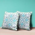 thumbnail image 3 of Paisley Leaf Geo Throw Pillow with Removable Cover in White Light Blue Green 20x20, 3 of 5