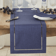 thumbnail image 3 of Fennco Styles Solid Color Laser-Cut Hemstitch Design Table Runner 14"W x 90"L - Navy Blue Table Cover for Home Décor, Everyday Use, Wedding, Banquet, Holiday and Special Occasion, 3 of 3