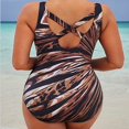 thumbnail image 2 of Plus Size Swimsuit 2024 Women High Waist Stripes Print Tummy Control Swimwear Sleeveless One Piece Bathsuit, 2 of 3