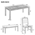 thumbnail image 2 of Harper & Bright Designs Vintage Extendable Dining Table Set for 6 with 4 Upholstered Chairs and Bench, Rustic Wire Brushed Kitchen Table Set with Curved Design for Kitchen, Natural, 2 of 19