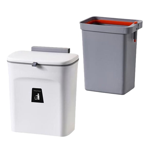 Milisten White Wall-Mounted Plastic Garbage Can with Lid, Kitchen Trash Bin for Indoor Waste Storage and Organization