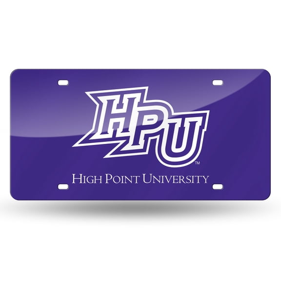 High Point NCAA Panthers Purple Mirror Look Acrylic License Plate Laser Tag