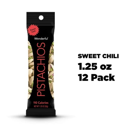 Wonderful Pistachios, Sweet Chili, 1.25 Ounce Bag (Pack of 12)