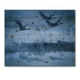 thumbnail image 3 of Designart 'Cranes In Flight During Blue Evening Light' Traditional Print on Natural Pine Wood, 3 of 5