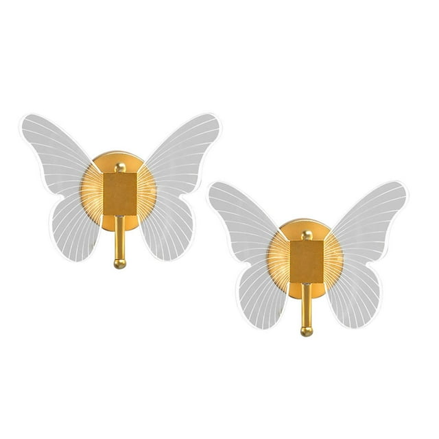 2x Acrílico LED Wall Aplices Light Indoor Butterfly Lámpara de La Lámpara de Dormitorio