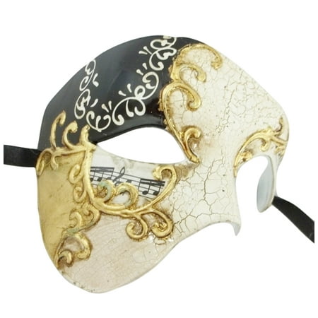 Men's Phantom Music Black Gold Large Mardi Gras Masquerade Elegance Mask