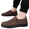 thumbnail image 2 of Domuza Mens Summer Breathable Non-Slip Casual Sneakers Comfortable Casual Hollow Out Mesh Platform Loafers, Summer Flat Slip On Walking Shoes Coffee 7.5 (EU-40), 2 of 7