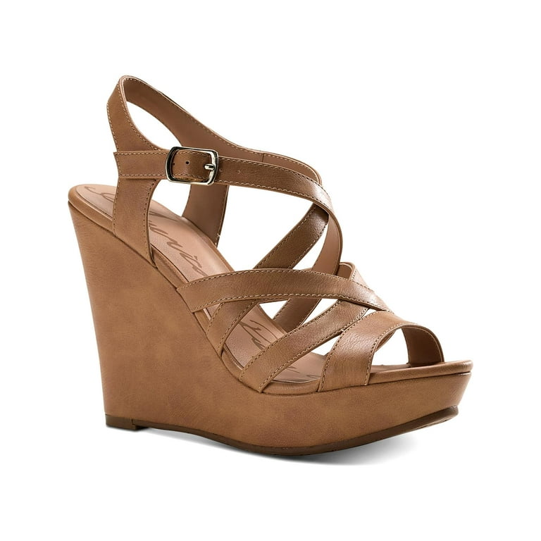 American Rag Womens Arielle Faux Leather Strappy Wedges Tan 9.5 Medium B M Walmart
