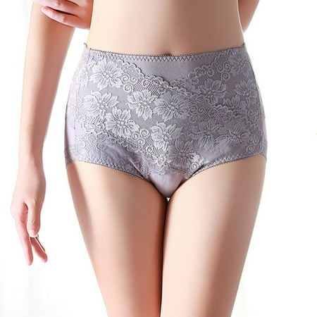 

Plus Size Women High Waist Panties Floral Lace Underwear Lingerie Brief Seamless