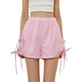 thumbnail image 2 of Musuos Women Summer Casual Plaid Shorts Bows Cutouts Elastic Short Pants for Daily Basic Loose Bottoms, 2 of 9