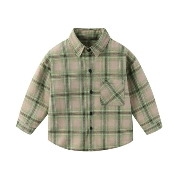 zbxnLI Boys Plaid Button down Shirt Long Sleeve Casual Shirts Toddler Kids Boys Cotton Tops Fall Winter