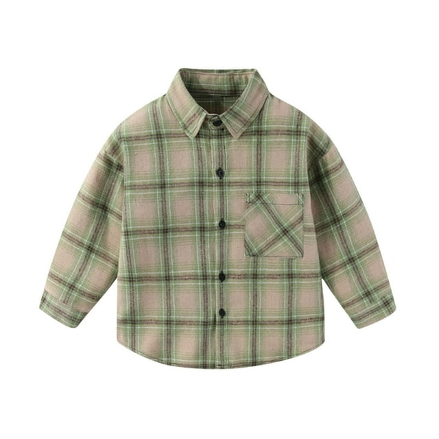 Tranfacy Chemises à Carreaux à Boutons pour Enfants à Manches Longues Col Rabattu Manteau d'Automne et Couche de Base