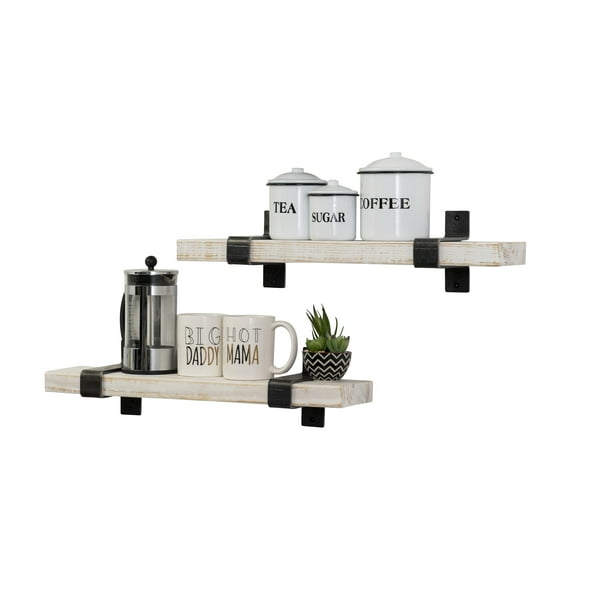 Industrial Grace Wrap Bracket 24 Inch Floating Shelves Set Of 2