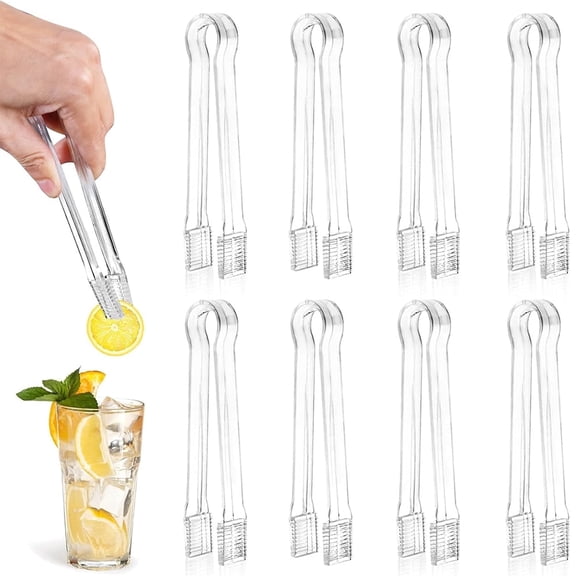 Januofit 8 PCS Plastic Serving Tongs, 6.3 Inches Disposable Clear Tongs, Kitchen Small Serving Utensil Tongs for Party Catering Buffet Bakery Salad Cookies Ice