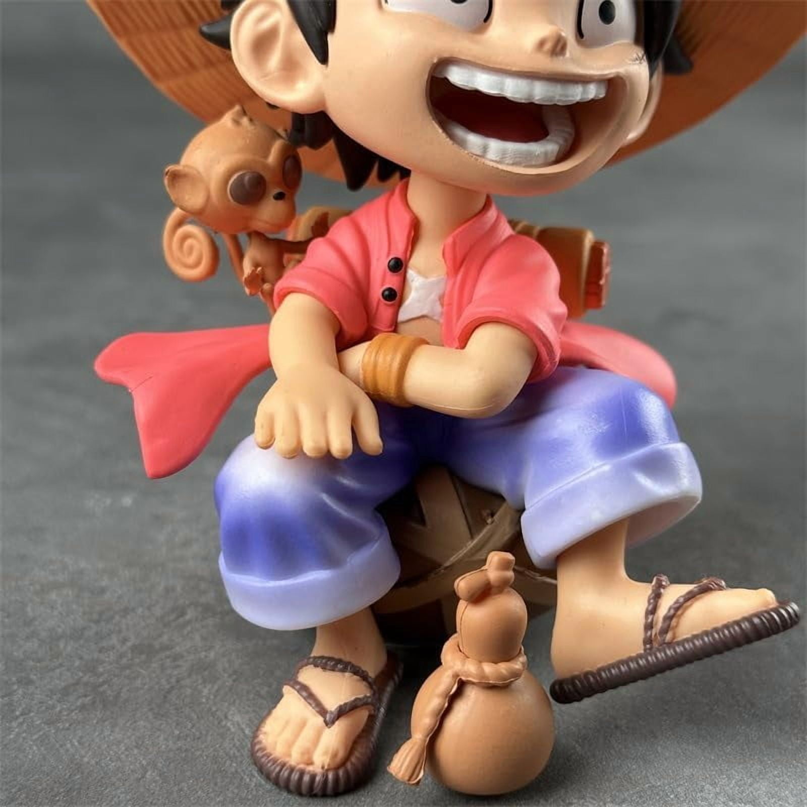 Newly Luffy Zoro Figure Q Version Sitting and Laughing Luffy Zoro Figures Desktop Ornaments PVC Action Statue Model Figure (Luffy)