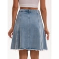 thumbnail image 4 of DARING DIVA Women's Denim A Line Flared Raw Hem Jean Skirts Small Light Gary Blue, 4 of 7