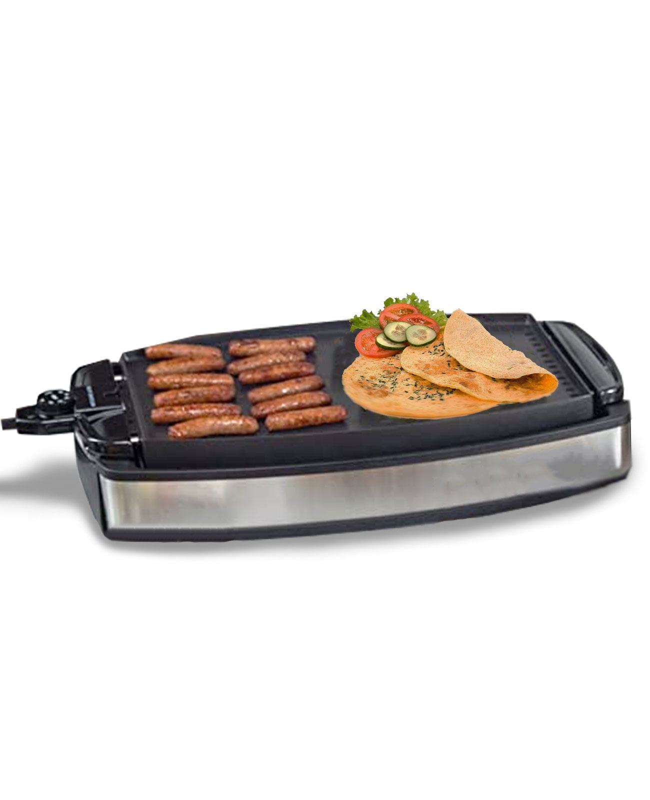 3-in-1 Electric Indoor Grill + Griddle, 8-Serving, Reversible Nonstick  Plates, 2 Cooking Zones with Adjustable Temperature (38546), Black 