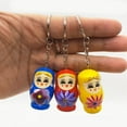 thumbnail image 3 of Naierhg 3Pcs Wood Flower Girl Painted Doll Design Matryoshka Keychain Bag Decor Pendant, 3 of 7