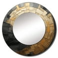 thumbnail image 2 of Designart "Stylish Black & Gold Pottery Circles" Abstract Spirals Gold Large Round Mirror - Round Office Mirror Wall Decor - Modern Round Printed Mirror - 23" x 23", 2 of 6