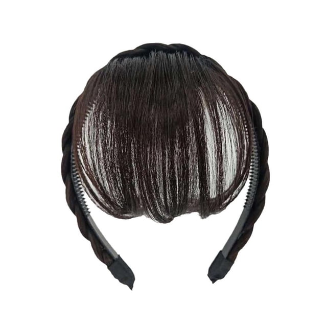 Pièce d'Élastique pour Perruque de Mode avec Frange avant, Postiche en Fibre Synthétique Résistante à la Chaleur pour le Front pour Femmes, Style Naturel et Enfilage Facile, Largeur de 13,5 cm