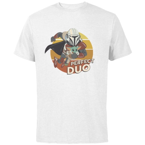 Star Wars The Mandalorian Mando and Grogu Perfect Duo - Short Sleeve Cotton T-Shirt for Adults - Customized-White