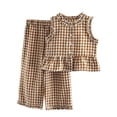 thumbnail image 4 of Fancifize 2 Piece Matching Sets for Girls Ruffle Hem Tank Tops High Waist Wide Leg Pants Kids Summer Casual Outfits, 4 of 6