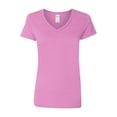 thumbnail image 2 of Gildan - Heavy Cotton Women’s V-Neck T-Shirt - 5V00L - Heather Radiant Orchid, 2 of 3