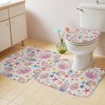 thumbnail image 4 of Summer Beach Bathroom Rugs Set Ocean Starfish Shell Coastal Conch Coral Flowers Linen Non Slip Absorbent Soft Bath Mats 3 Piece Set with Bathroom Rug, U-Shaped Floor Mat, Toilet Seat Cover Small Size, 4 of 9