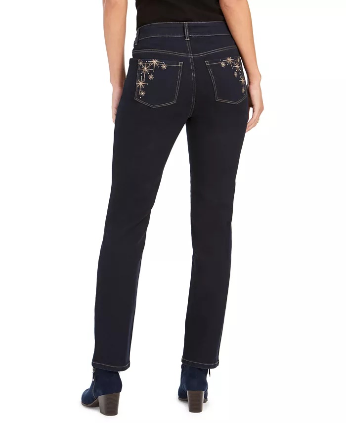 Straight-Leg Bling Pocket Jeans 