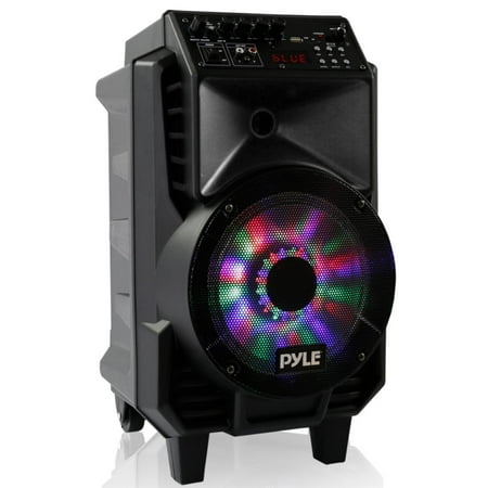 Wireless Battery Powered Pa System - Pyle PPHP816WMU - Portable PA Speaker & Microphone System, Bluetooth Wireless Streaming, Built-in Rechargeable Battery, Dancing DJ Party Lights (Includes Wired & Headset Mics)