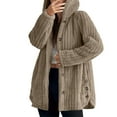 thumbnail image 3 of Xunlbb Clearance! Women's Winter Long Sleeved Hooded Warm Jacket Solid Color Button Top Jacket,Khaki, 3 of 8