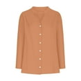thumbnail image 5 of Fznquz Button Up Long Sleeve T Shirt Women Plain Brown V Neck Shirts Fall Casual Winter Womens Fashion, 5 of 8
