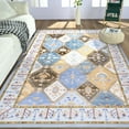thumbnail image 2 of Wondo Moroccan Vintage Trellis Area Rug - Machine Washable Non-Slip Low-Profile 5x8 Floor Carpet for Living Room, Bedroom, Dining Room, Office & Nursery, Blue, 2 of 9