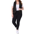 thumbnail image 2 of Chaleco de mezclilla sin mangas para mujer GRACE & GRANDEUR de talla grande, chaleco casual de jean 3X negro, 2 of 6