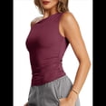 thumbnail image 3 of Tops de Verano con Hombros Descubiertos para Mujer, Camisetas para Salir, Top Corto Sin Mangas, Ropa de Moda, Conjuntos de 2025 Vino Tinto L, 3 of 9