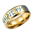 thumbnail image 3 of Anillo de acero de titanio para hombre, con grabado dorado, luminoso, moderno y brillante, diámetro interior de 18,2 mm, 3 of 12