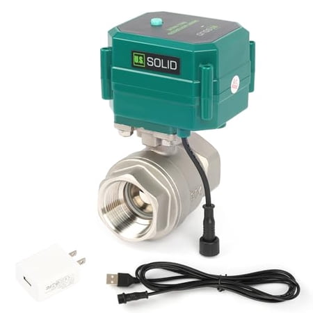U.S. Solid 1-1/4" Smart Motorized Ball Valve - Stainless Steel Remote App Mobile-control Electrical Ball Valve with Manual Switch, Plug Connection
