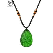 Luxtrada Natural Green Crystal Pendant Gem Moldavite Meteorite Impact Glass Necklace Stone + Box + Rope