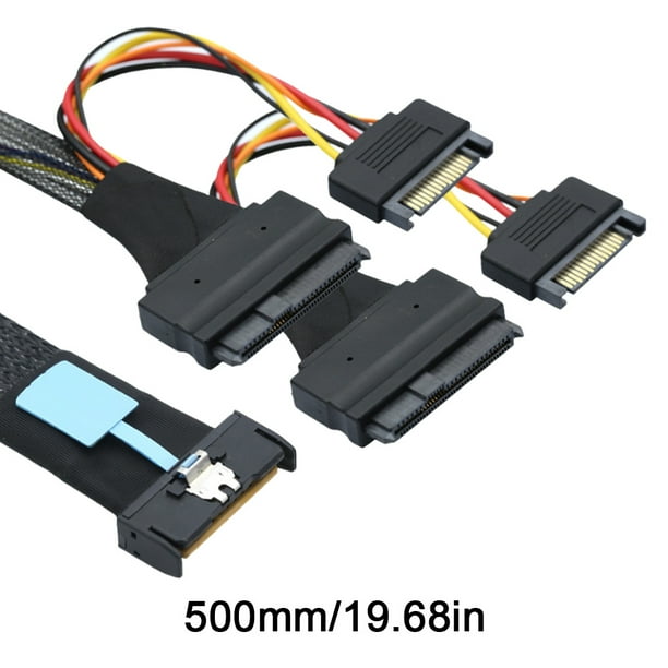 Cable 50cm Slimline SAS MCIO 8i 74 a 2-SFF 8639 Adaptador con alimentación SATA 15P