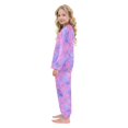 thumbnail image 4 of Fluffy Pajamas Set Fuzzy Winter Warm Pj Sets Pullover Tops and Long Pants Purple Hibiscus Flowers Small, 4 of 8