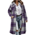 thumbnail image 3 of Womens Long Flannel Jackets, Plaid Shirts for Women Winter Travel Long Sleeve Button-Up Shirt Hoodie Jackets with Chest Pockets and Side Pockets, 3 of 10