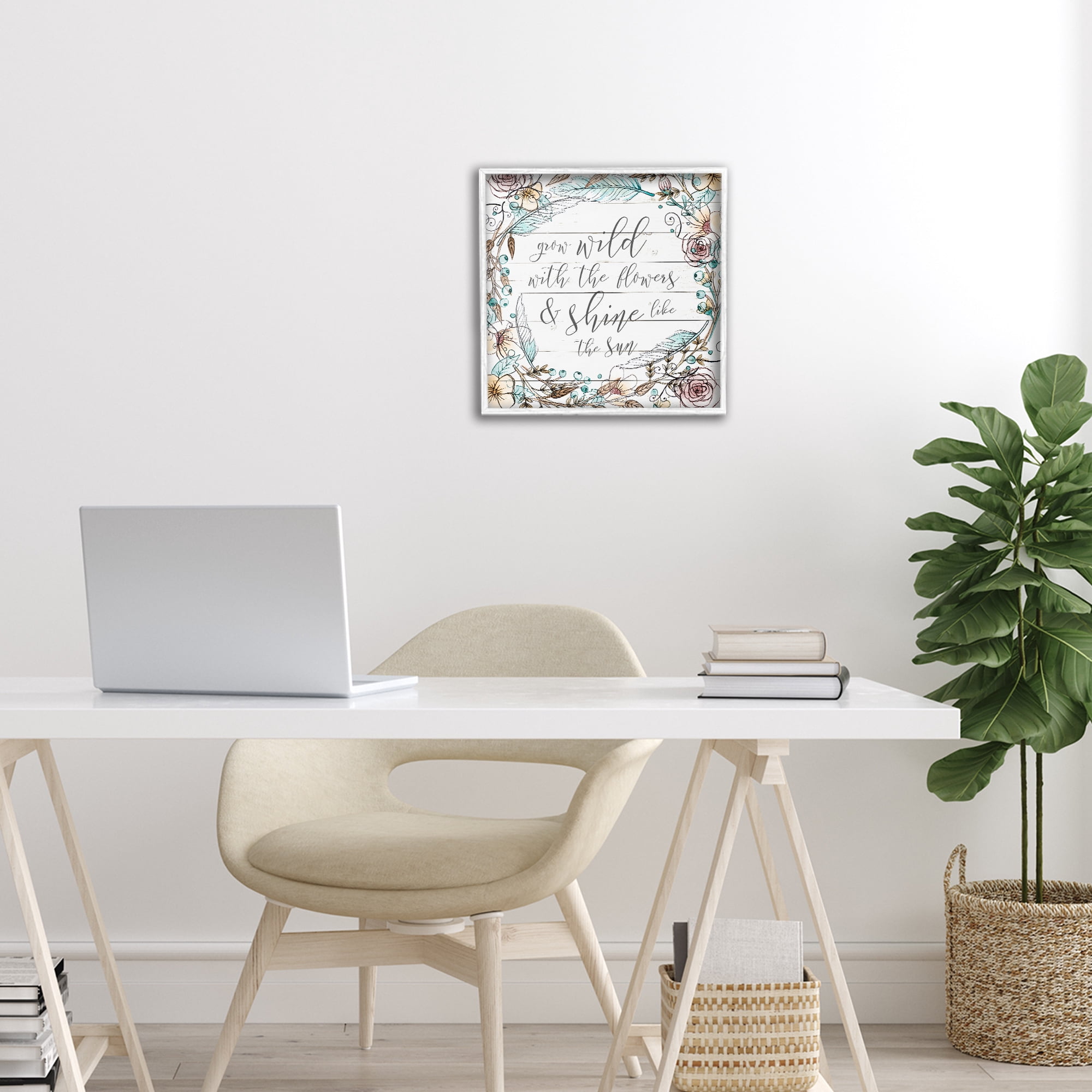 Stupell Industries Grow Wild With Flowers White Framed Giclee Art, design by SD Graphics Studio