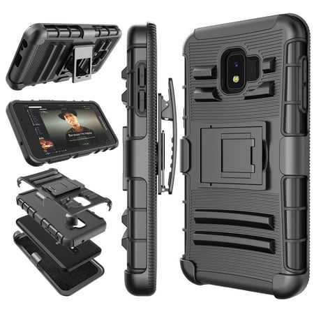 Galaxy J2 Core Case, Samsung J2 Dash / J2 Pure / J260 Holster Clip, Tekcoo [Hoplite] Shock Absorbing Swivel Locking Belt Defender Full Body Kickstand Carrying Armor Sturdy Phone Cases Cover