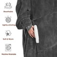 thumbnail image 4 of PMONPA Wearable Blanket Hoodie, Flannel Sherpa Fleece, Warm and Cozy Giant Sweatshirt for Adult, Woman and Man, One Size Fits All (Gray), 4 of 7