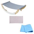 thumbnail image 2 of Cat Hammock Swing Bed Elevated Sleeping Chair for Indoor Cats Raised Floor Kitty gray and blue, 2 of 8