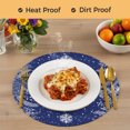 thumbnail image 4 of Christmas Snowflakes Round Placemats Set of 2, Braided Polypropylene Place Mats, Winter Xmas Pine Leaf Navy Blue Washable Table Mats for Kitchen Dinner Holiday Wedding Party Coffee Table Decor 13", 4 of 9