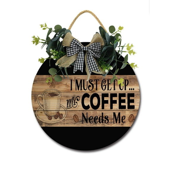 Home Decor Signs My Coffee Needs Me Rustic Wooden Wall Art Signs Farmhouse Entryway Signs for Bedroom Living Room Decor, 11 x 11 Inch